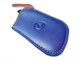 Genuine Lexus Blue Leather Smart Access Key Glove (Orange Loop / Silver Stitching)