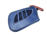 Genuine Lexus Blue Leather Smart Access Key Glove (Orange Loop / Silver Stitching)