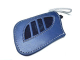 Genuine Lexus Blue Leather Smart Access Key Glove (Silver Loop / Silver Stitching)