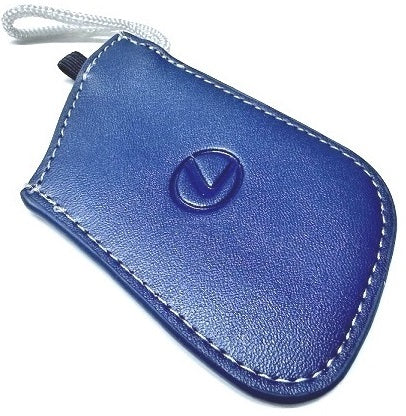 Genuine Lexus Blue Leather Smart Access Key Glove (Silver Loop / Silver Stitching)