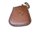 Genuine Lexus Brown Leather Smart Access Key Glove (Brown Loop / White Stitching)