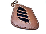 Genuine Lexus Brown Leather Smart Access Key Glove (Brown Loop / White Stitching)