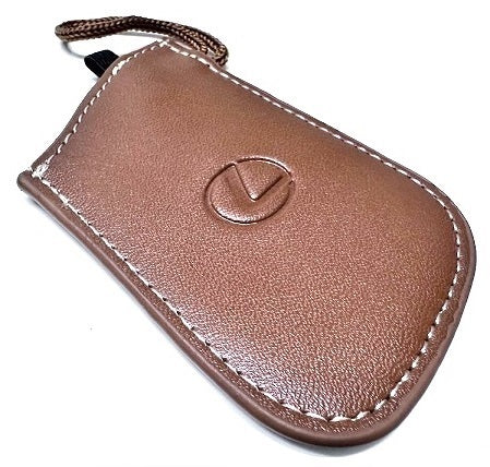 Genuine Lexus Brown Leather Smart Access Key Glove (Brown Loop / White Stitching)