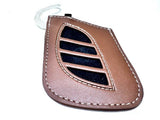 Genuine Lexus Brown Leather Smart Access Key Glove (White Loop / White Stitching)