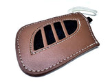 Genuine Lexus Brown Leather Smart Access Key Glove (White Loop / White Stitching)