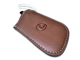 Genuine Lexus Brown Leather Smart Access Key Glove (White Loop / White Stitching)
