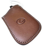 Genuine Lexus Brown Leather Smart Access Key Glove (White Loop / White Stitching)