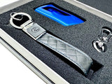 Genuine Lexus Japan Premium Leather Key Holder with Blue Smart Access Key Cover