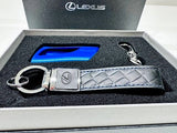 Genuine Lexus Japan Premium Leather Key Holder with Blue Smart Access Key Cover
