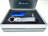 Genuine Lexus Japan Premium Leather Key Holder with Blue Smart Access Key Cover