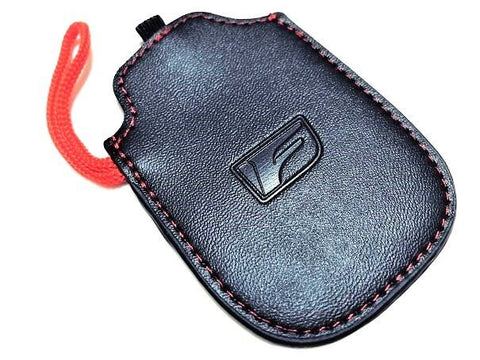 Genuine Lexus F-Sport Black Leather Smart Access Key Glove (Red Loop / Red Stitching)