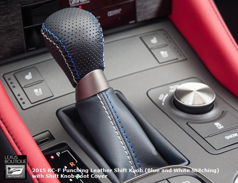 Genuine Lexus Japan 2015-2024 RC-F Punching Leather Shift Knob (Blue and White Stitching)