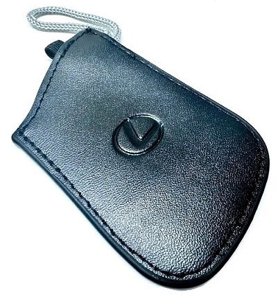 Genuine Lexus Black Leather Smart Access Key Glove (Silver Loop / Black Stitching)