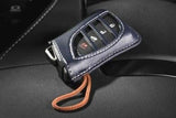 Genuine Lexus Blue Leather Smart Access Key Glove (Orange Loop / Silver Stitching)