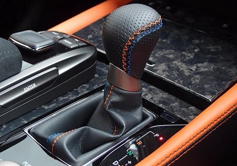 Genuine Lexus Japan 2016-2020 GS-F Punching Leather Shift Knob (Blue and Orange Stitching)