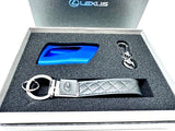 Genuine Lexus Japan Premium Leather Key Holder with Blue Smart Access Key Cover