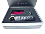 Genuine Lexus Japan Premium Leather Key Holder with Red Smart Access Key Cover