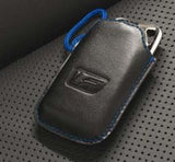 Genuine Lexus F-Sport Black Leather Smart Access Key Glove (Blue Loop / Blue Stitching)