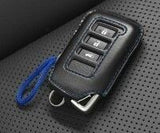 Genuine Lexus F-Sport Black Leather Smart Access Key Glove (Blue Loop / Blue Stitching)