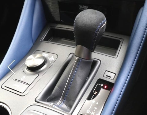 Genuine Lexus Japan 2021 RC-F Performance-PKG Alcantara Leather Shift Knob (Blue and White Stitching)