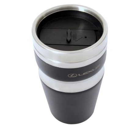Insulated stainless steel travel mug double wall black 11.8oz