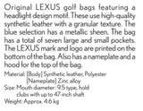Genuine Lexus Japan Premium Golf Bag (Blue)