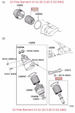 Genuine Lexus Japan 2013-2015 GS Oil Filter Element Kit
