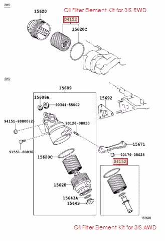 Genuine Lexus Japan 2014-2016 IS Oil Filter Element Kit – LexusBoutique ...